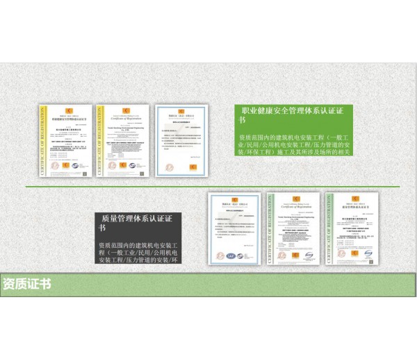 職業(yè)健康安全管理體系認證證書和質(zhì)量管理體系認證證書